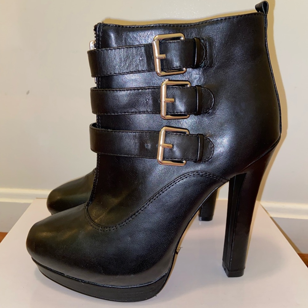 Tall black ALDO bootie heels